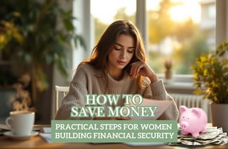 a woman sitting at a desk with a piggy bank