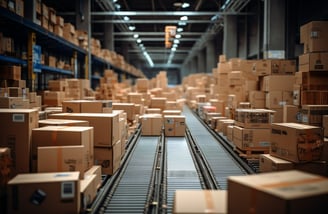 a train track with boxes of boxes on it