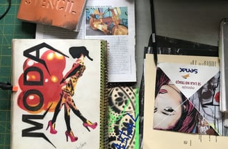Livro de artista: colagens e desenho.