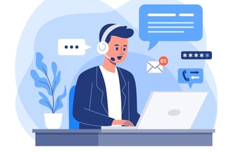 a man in a headset with a headset and a headset