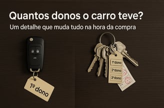 Imagem comparativa em fundo de madeira escura, dividida ao meio. À esquerda, uma única chave de carr