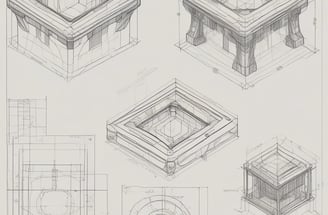 A person is working on architectural blueprints on a table, using a pen to make adjustments. Several sheets with technical drawings are spread out, indicating a focus on planning or design work.