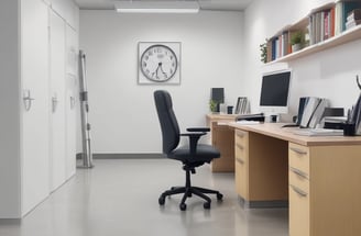 A rustic wooden building houses a laundromat with signs for wash, dry, and fold services. The signage prominently features red and blue text. Red cloth pieces are attached to antennas on the roof. The contrast between the blue sky, white clouds, and green foliage creates a quaint atmosphere.