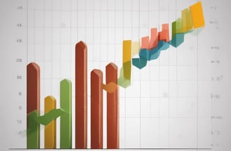 A bar chart on a piece of torn paper displays data for the years 2018 through 2021. The bars representing 2018, 2019, and 2020 are colored in green and show a declining trend. A red arrow pointing downwards extends from the top of the 2018 bar to the end of the 2020 bar. 2021 is represented by a large red question mark, suggesting uncertainty about the future data.