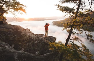 Nate Bowery taking a photo of cloud inversion at sunrise near Chattanooga, Tennessee