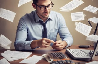 A calculator is placed on top of a stack of books, one of which is titled 'Chemistry'. An open book with text and diagrams is positioned in the background, suggesting a study or work environment. There are additional items like a small bottle and a tube nearby.