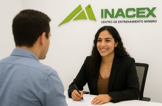 a woman in a business suit sitting at a table