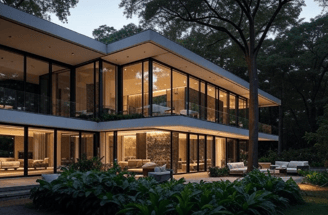 Maison avec architecture moderne pour la journée mondiale de l'architecture