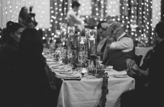 a table with a table set for a dinner