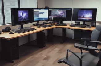 laptop computer on glass-top table