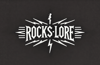 a rock and roll logo on a black background