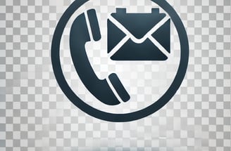 Telephone handset and envelope from email within a circle