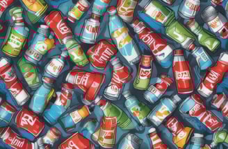 A hand is holding a red Coca-Cola bottle with 'Tokyo 2020' branding, in front of a blurred supermarket shelf filled with various beverage products.