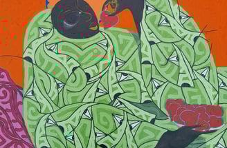 Dining on Desire, Acrylic on canvas, 2024,92x92cm (Nana Osei)