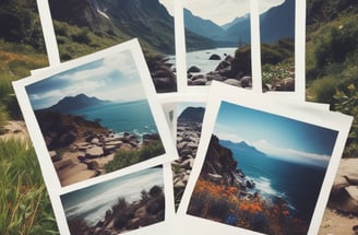 una polaroid con foto di mare e natura