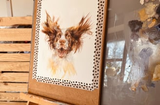 A painting of a springer spaniel on canvas paper