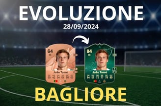 campo da calcio con sopra una carta evoluta tramite l'evoluzione bagliore su FC 25
