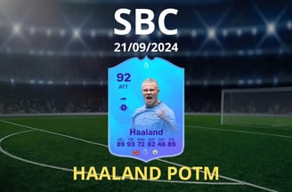 sfonda campo da calcio con carta di haaland potm
