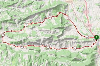 Image du tracé gps du parcours du tour de la méouge depuis le magasin