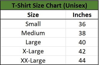 tshirt size chart