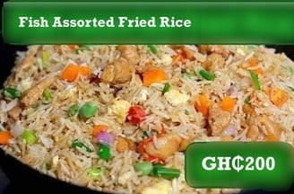 Fish assorted fried rice at de place restaurant gh