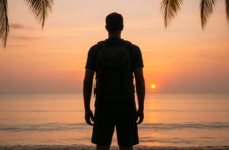 Blogger Rick Silvia looks out at a Sunset in the Thai sky