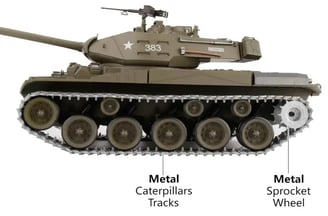 Tanque Walker Bulldog a control remoto describiendo sus parte metálicas