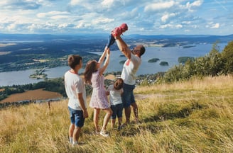 a family of four children playing in photosession