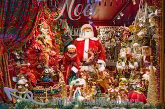 Christmas decorations at a store in Colmar