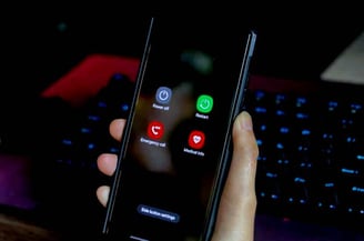 a person holding a phone in their hand, reboot