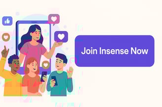 Button: Join Insense, people on social media.