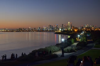 View over Melbourne from Point Ormond at sunset