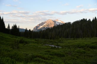 Mount Gothic summer sunrise from Rustlers Gulch, Colorado