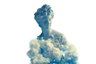 A estatua de uma mulher em uma nuvem