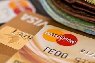 a credit card with a credit card on top of it