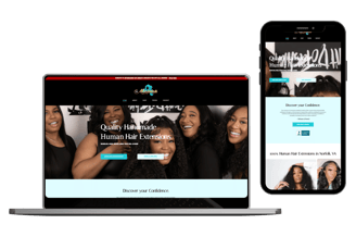 beauty company website design on desktop and mobile