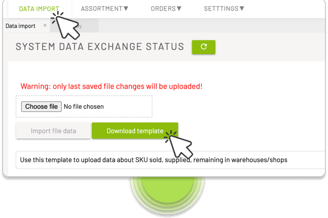 FluentStock - manual data import xls window. Inventory management tool