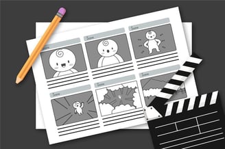 Ilustracija storyboarda koja prikazuje ključne scene za video produkciju