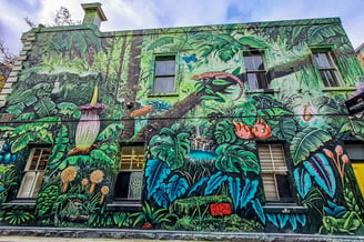 Mural by Mike Makatron in Meyers Place in the CBD of Melbourne