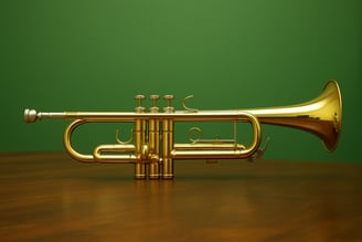 Une trompette sur un fond vert
