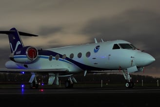 NOAA weather recon plane sitting on the ground. Gulfstream IV N49RF Gonzo