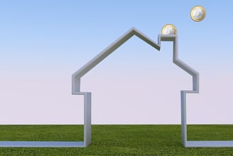 Stilisierte Hausdarstellung wo die Euros im Kamin verheizt werden