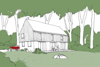 Croquis esquisse maison bois à Baden