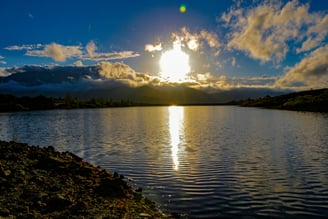 Sunset Provence mountain lake clouds