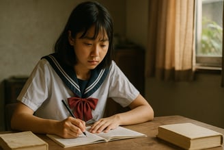 奨学金をもらって大学進学するために勉強に打ち込んでいる女子高生