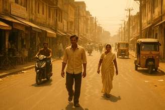 forte chaleur dans une rue d'Inde pour la journée mondiale du climat