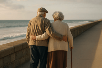 image touchante d'un couple de personnes âgées pour la journées des personnes âgées. p