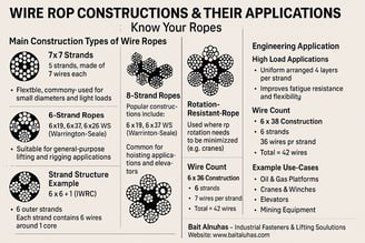 steel wire rope used in crane operations at a construction site