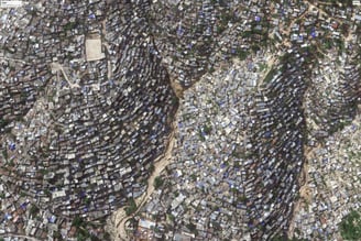 Aerial view of the neighbourhood of Jalousie near Port-au-Prince in Haiti