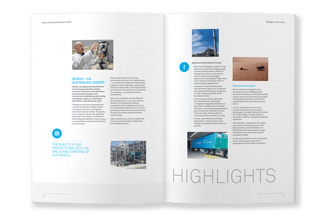 Qenos sustainability report, typesetting by Michelle Pirovich, Squeezebox